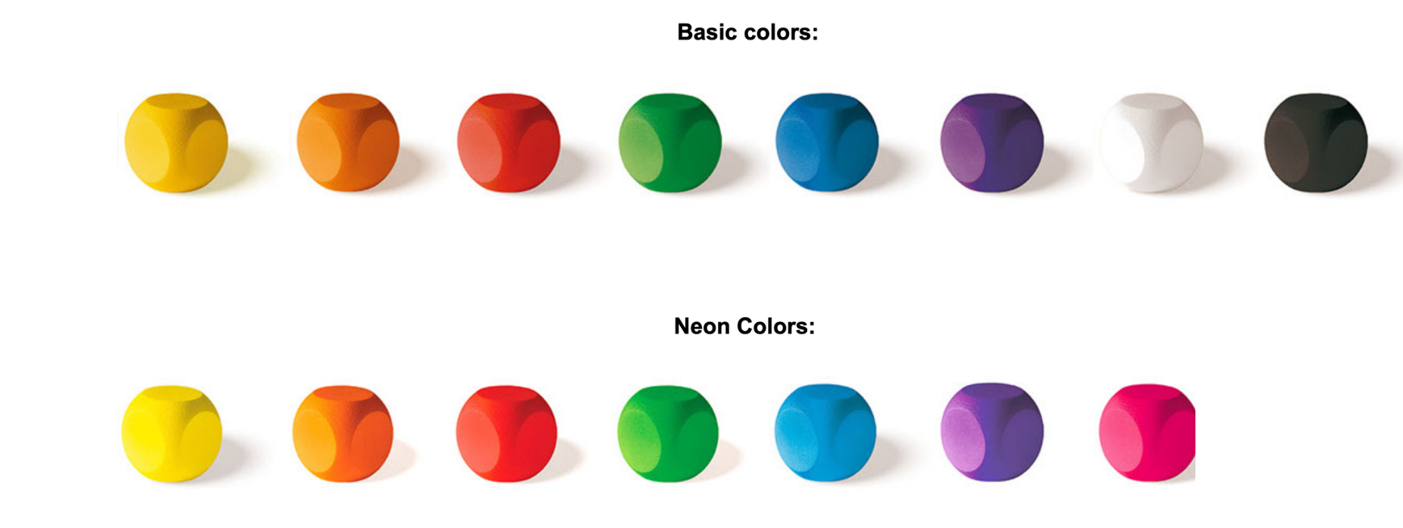 Basic and neon colors available for Skin Cubes